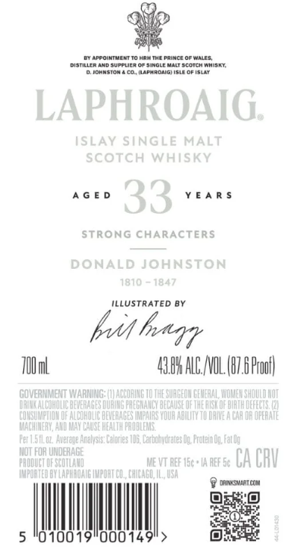Laphroaig 33 Year Old Strong Characters Donald Johnston Single Malt Scotch Whisky | 700ML at CaskCartel.com 3