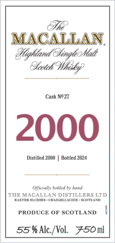 The Macallan Fine & Rare 24 Year Old 2000 Cask #27 Single Malt Scotch Whisky at CaskCartel.com