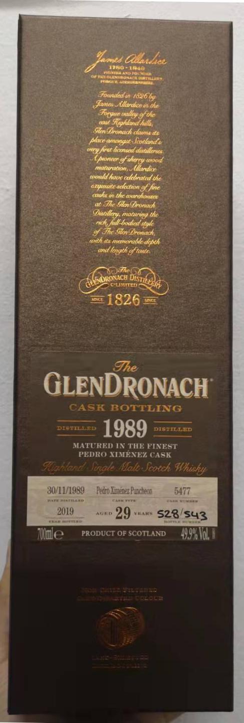 Glendronach 1989 Cask Bottling (Cask #5477) 29 Year Old 2019 Release Single Malt Scotch Whisky | 700ML at CaskCartel.com