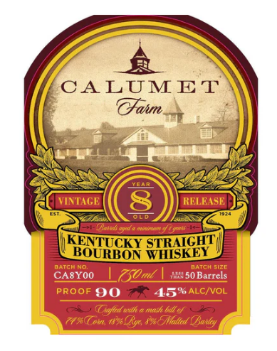 Calumet Farm 8 Year Old Vintage Release Bourbon Whisky
