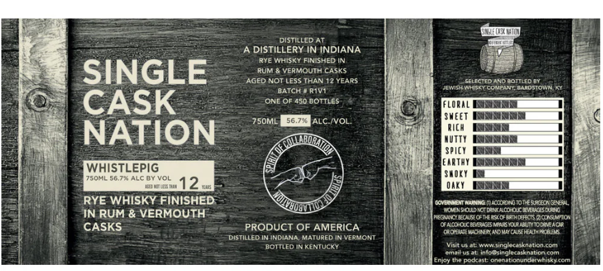 Single Cask Nation 12 Year Old WhistlePig Indiana Rye Whiskey at CaskCartel.com