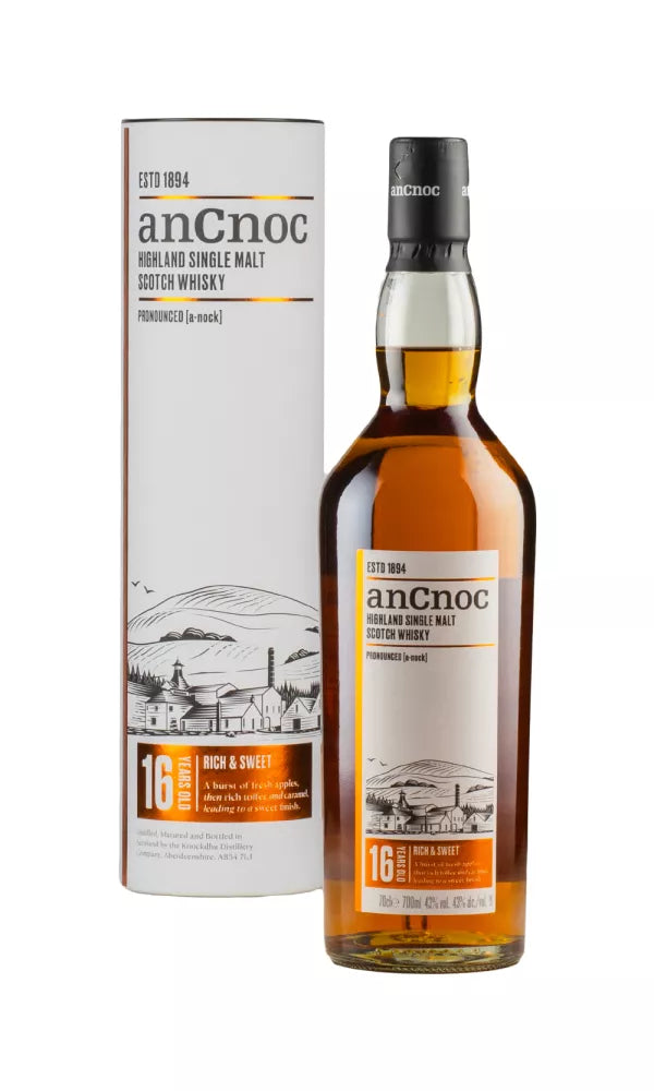 AnCnoc 16 Year Old Rich And Sweet Single Malt Scotch Whisky | 700ML at CaskCartel.com
