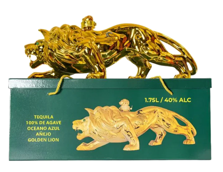 Oceano Azul Golden Lion Anejo Tequila | 1.75L at CaskCartel.com