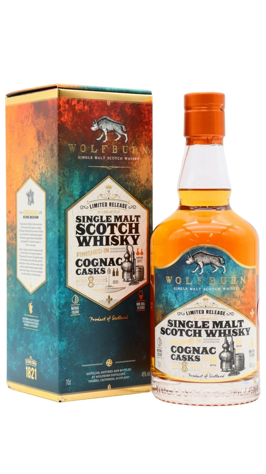 Wolfburn 8 Year Old Cognac Cask Matured Single Malt Scotch Whisky | 700ML at CaskCartel.com