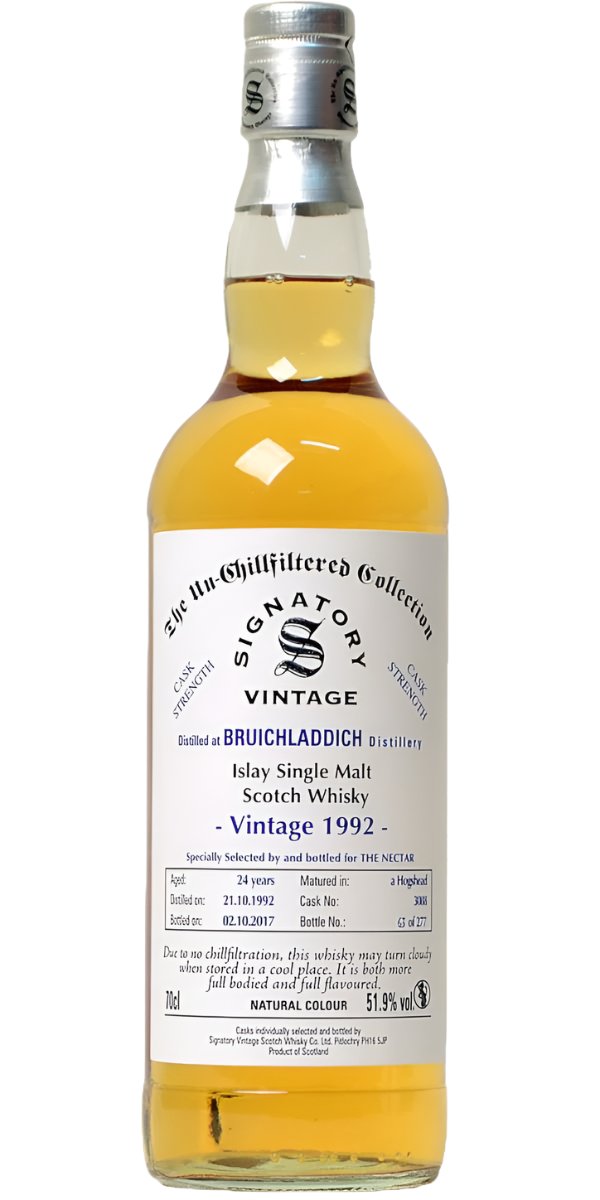 Bruichladdich 1992-2017 Signatory Vintage 24 Year Old Islay Single Malt Scotch Whisky | 700ML at CaskCartel.com