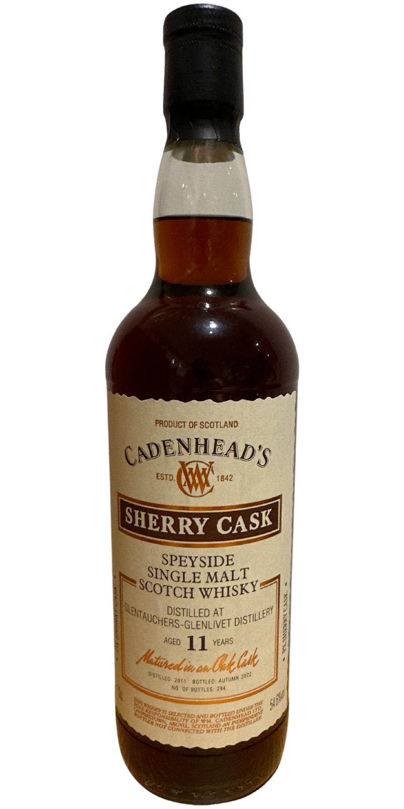 Glentauchers 2011 (Cadenhead's) Wood Range - Sherry Cask (11 Year Old) Speside Single Malt Scotch Whisky | 700ML at CaskCartel.com