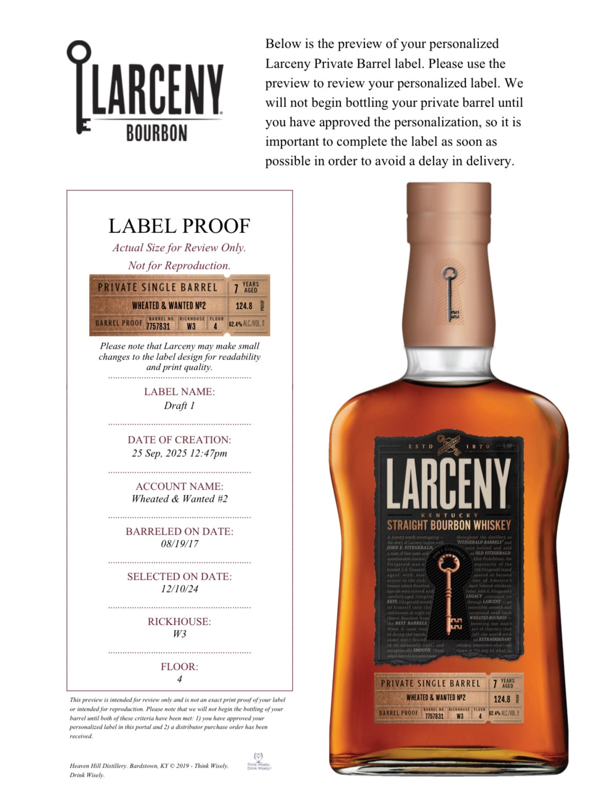 Larceny Barrel Proof Private Single Barrel | 7 Year Extra Rare at CaskCartel.com 7