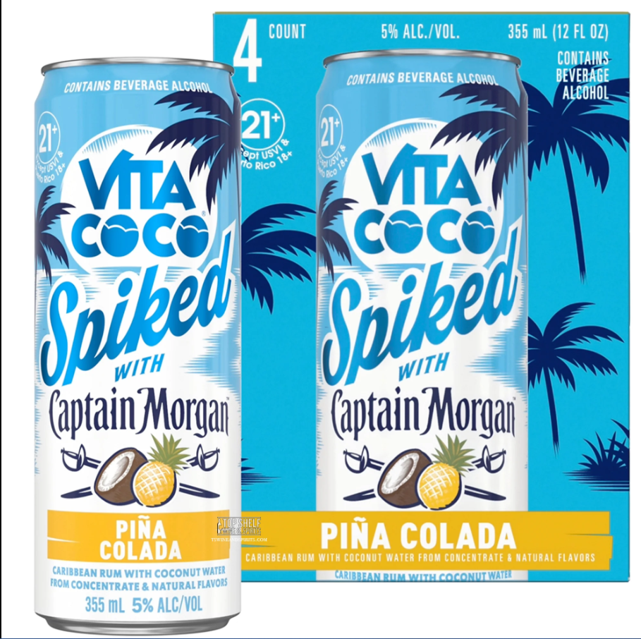 Vita Coco Spiked with Captain Morgan Piña Colada Cocktails | 4*355ML at CaskCartel.com