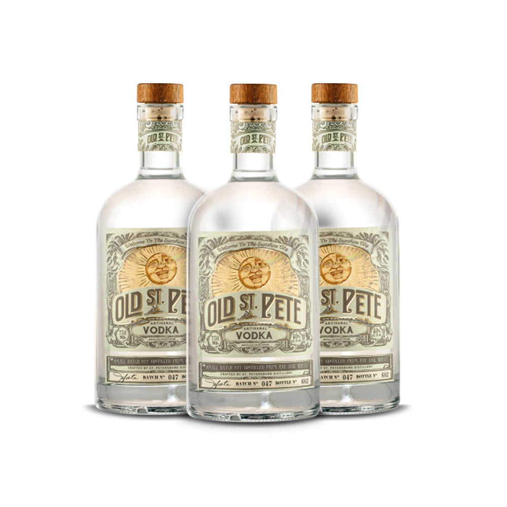 Paquete de botellas de vodka artesanal Old St. Pete (3)