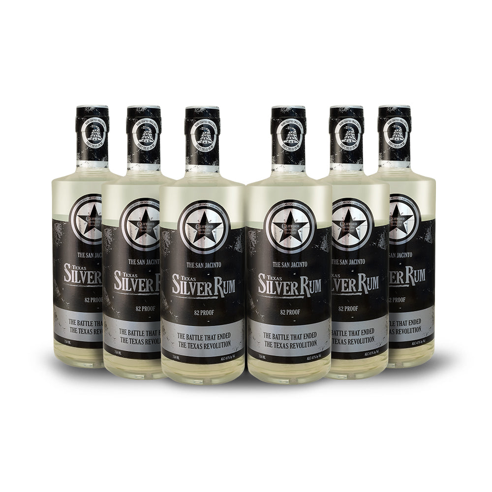 Destilación Clifford | The San Jacinto: Paquete de botellas de ron Texas Silver (6)