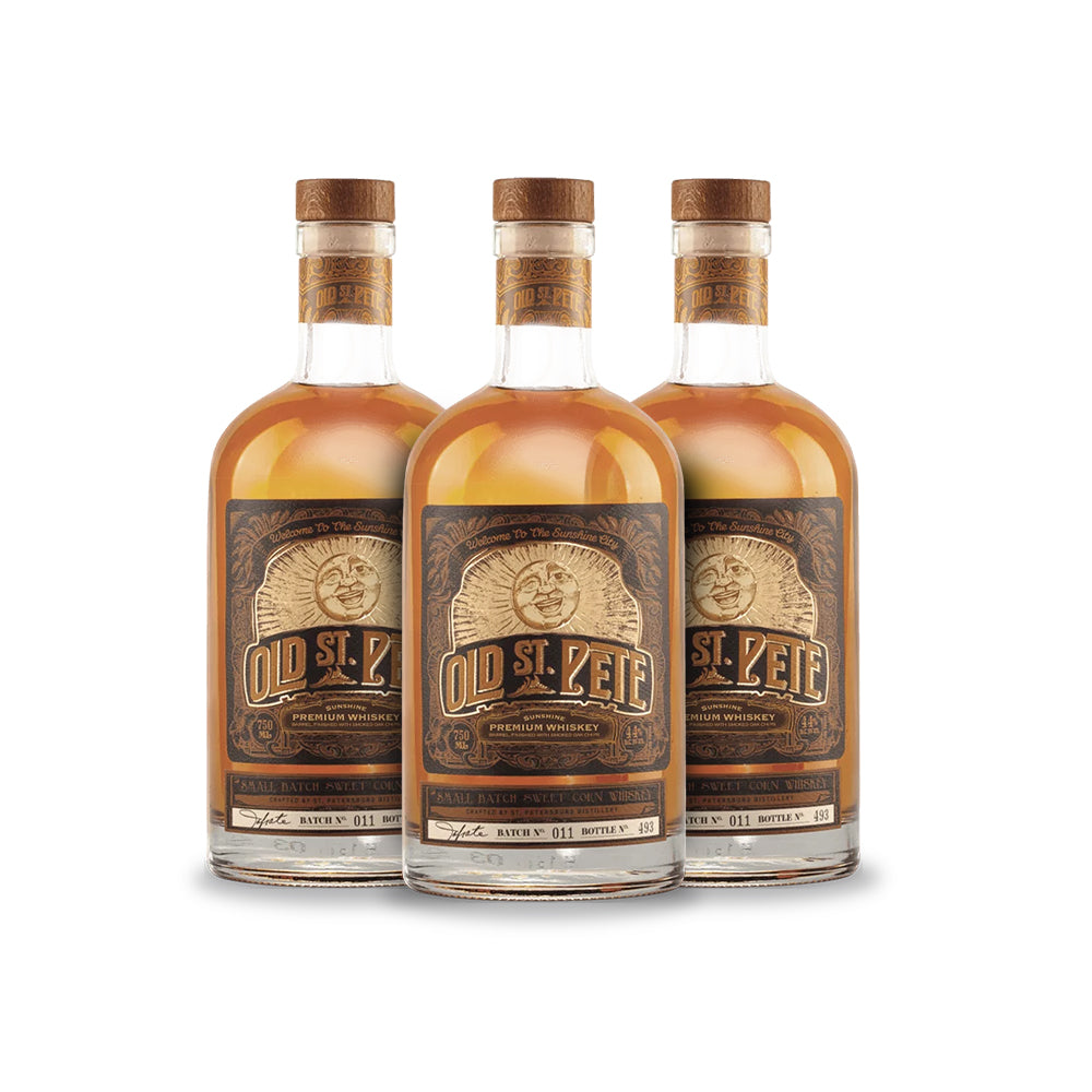 Paquete de 3 botellas de whisky premium Old St. Pete Sunshine