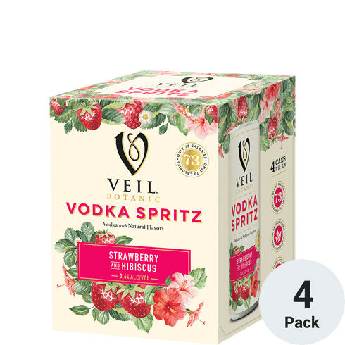 Veil Botanic Spritz Strawberry and Hibiscus Cocktail | 4pk-12oz Cans at CaskCartel.com