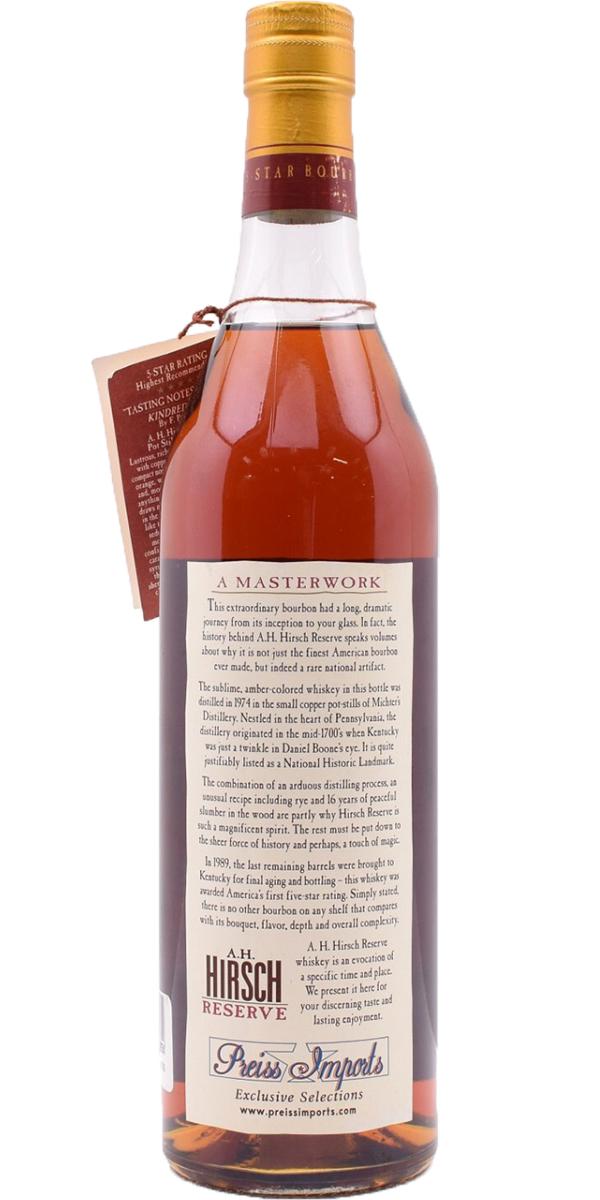 A.H. Hirsch 1974 Reserve 16 Year Old Straight Bourbon Whiskey | Gold Foil
