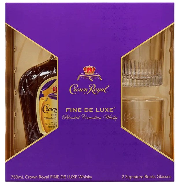 Crown Royal Fine De Luxe Blended Canadian Whiskey Two Glass Cup Gift Set at CaskCartel.com
