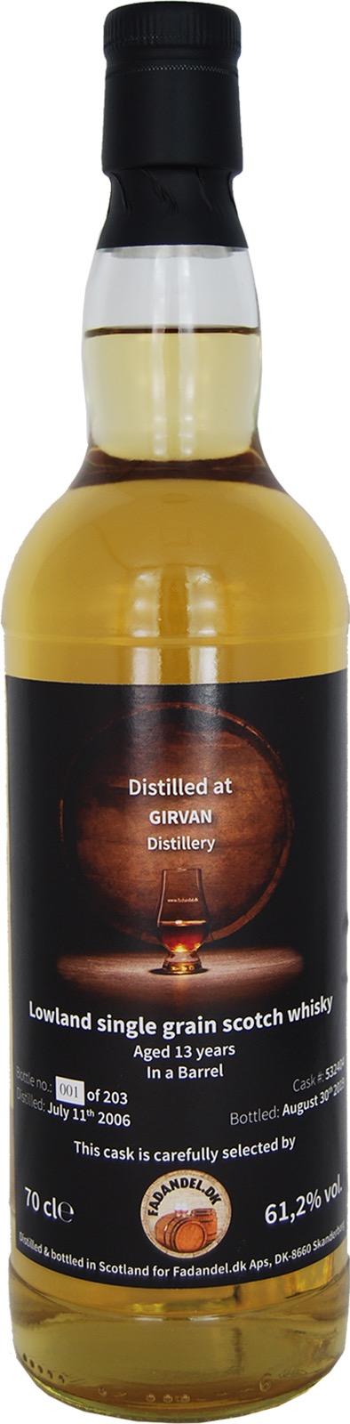 Girvan 2006 (Fadandel.dk) 13 Year Old 2019 Release (Cask #532404) Single Grain Scotch Whisky | 700ML at CaskCartel.com