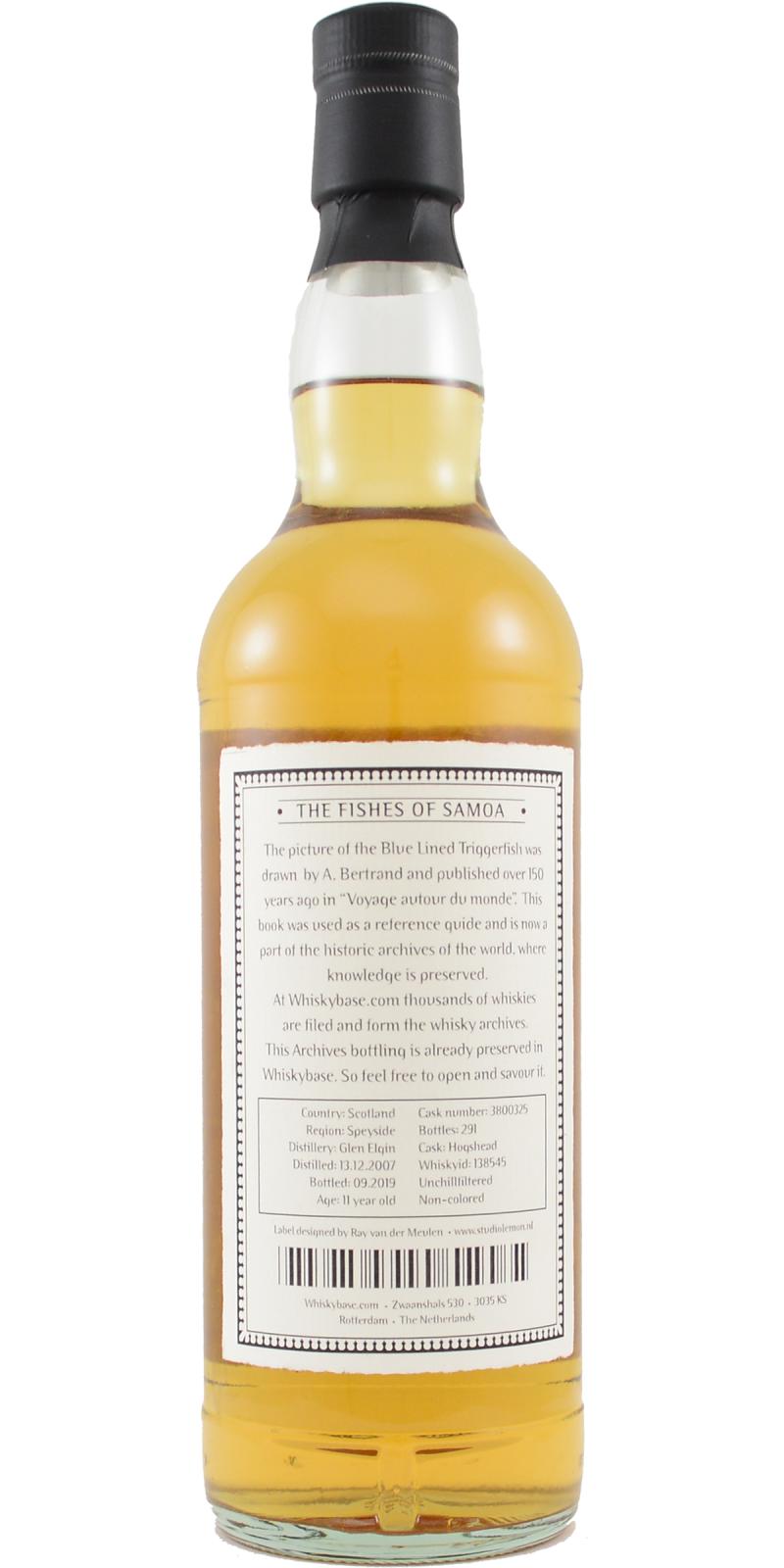 Glen Elgin 2007 (Archives) The Fishes of Samoa 11 Year Old 2019 Release (Cask #3800325) Single Malt Scotch Whisky | 700ML at CaskCartel.com
