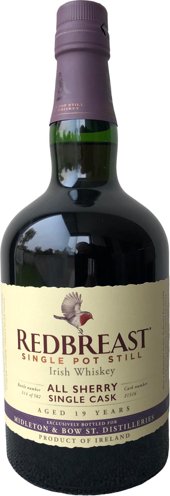 Redbreast 2000 All Sherry Single Cask 19 Year Old 2019 Release (Cask #21316) Single Pot Still Whiskey | 700ML at CaskCartel.com