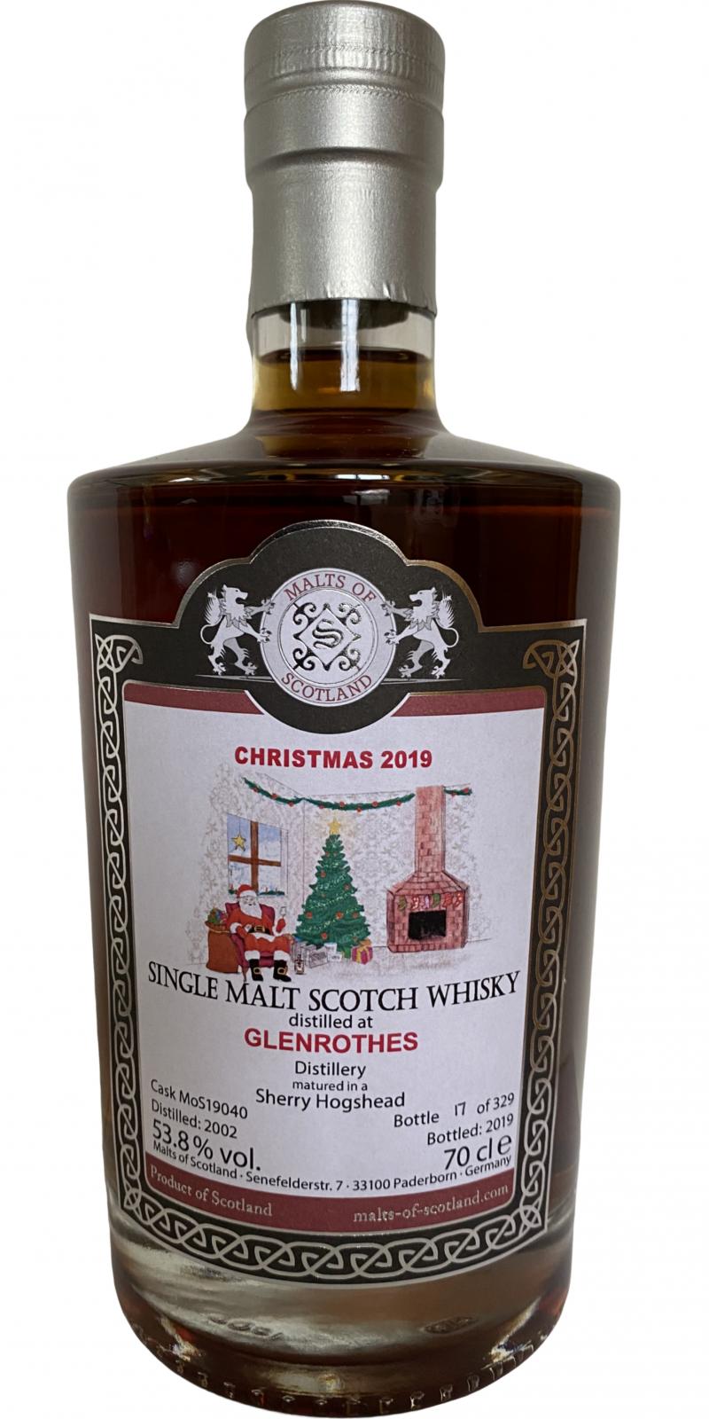 Glenrothes 2002 (Malts of Scotland) Christmas 2019 (Cask #19040) Single Malt Scotch Whisky | 700ML at CaskCartel.com