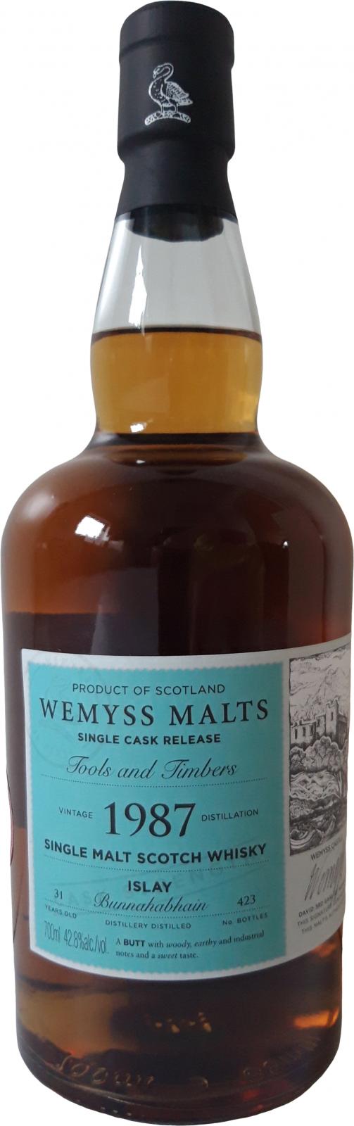 Bunnahabhain Wemyss Malts Tools and Timbers Single Cask 1987 31 Year Old Whisky | 700ML at CaskCartel.com