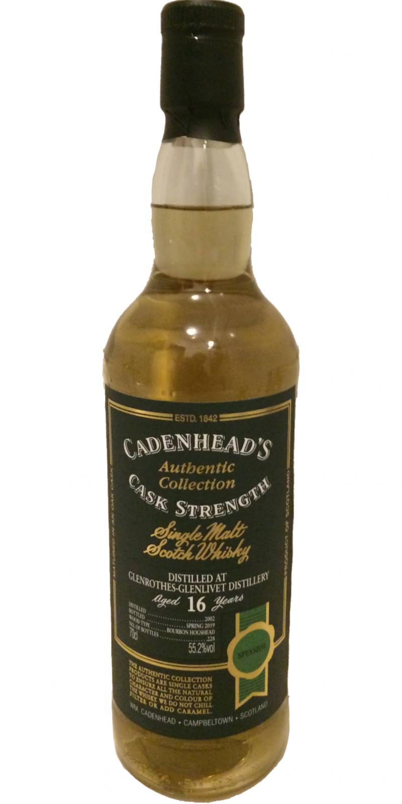 Glenrothes 2002 (Cadenhead's) Authentic Collection 16 Year Old 2019 Release Single Malt Scotch Whisky | 700ML at CaskCartel.com