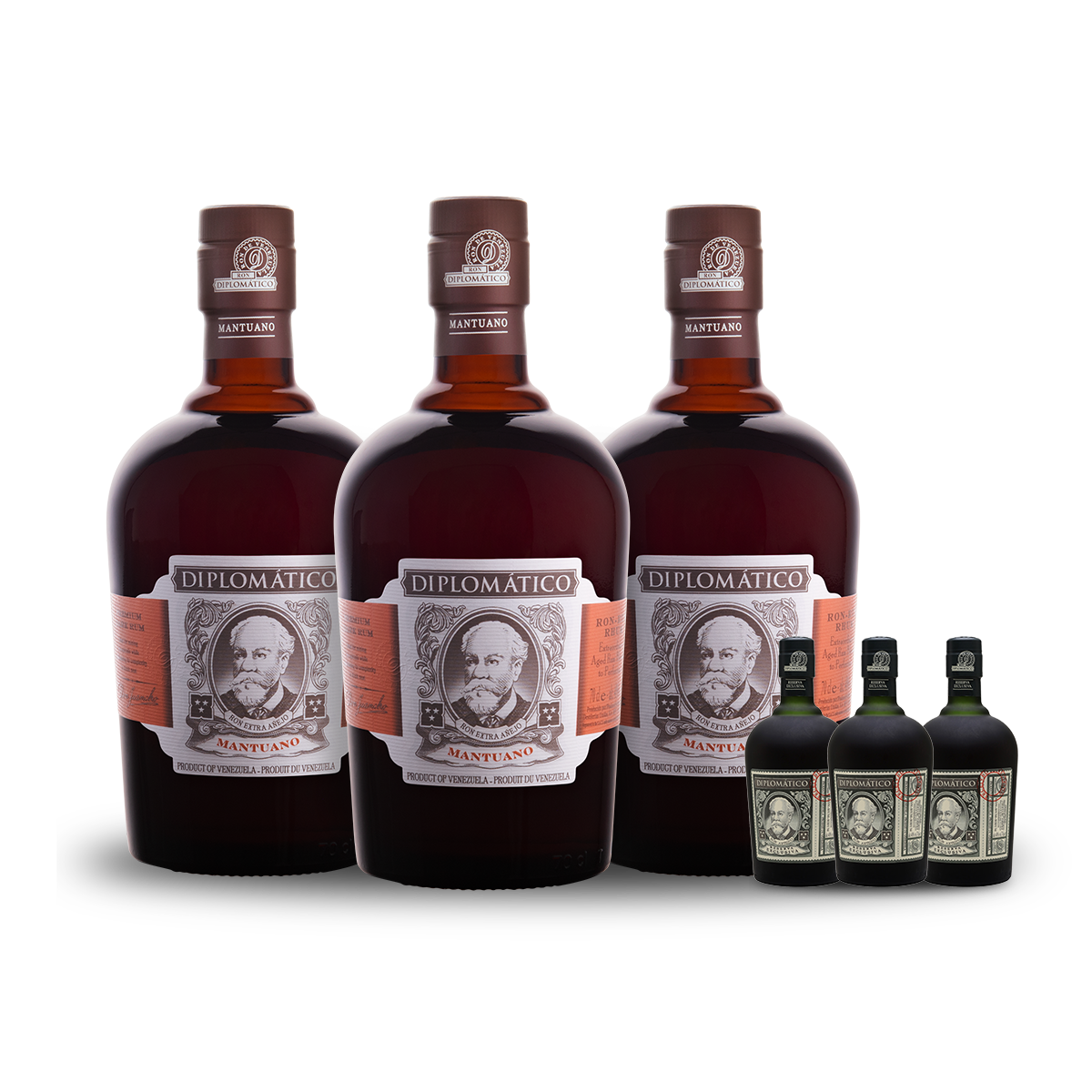 Ron Diplomático Mantuano Rum (3) Bottle Bundle w/ (3) free mimins at CaskCartel.com