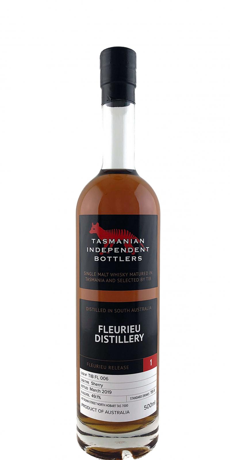 Fleurieu Distillery Fleurieu Release 1 (Tasmanian Independent Bottlers) 2019 Release (Cask #TIB FL 006) Single Malt Whisky | 500ML at CaskCartel.com