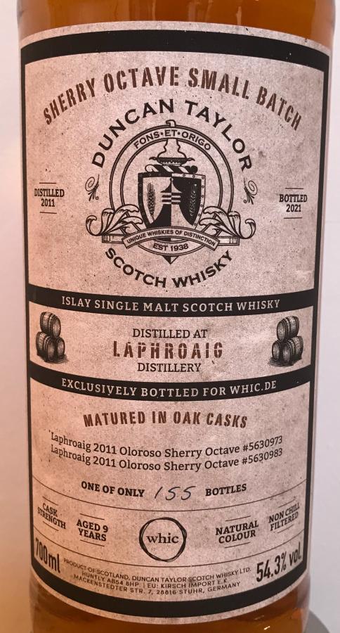 Laphroaig 2011 DT The Octave – for whic.de 9 Year Old 2021 Release (Cask #5630973+5630983) Single Malt Scotch Whisky | 700ML at CaskCartel.com