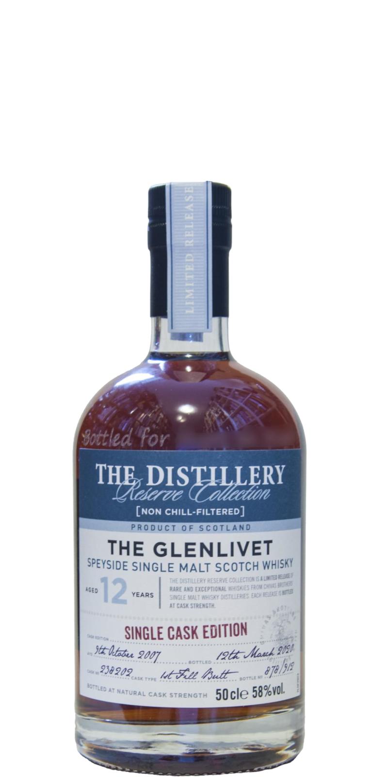 Glenlivet 2007 The Distillery Reserve Collection - Single Malt Editon 12 Year Old 2020 Release (Cask #238202) Single Malt Scotch Whisky | 500ML at CaskCartel.com
