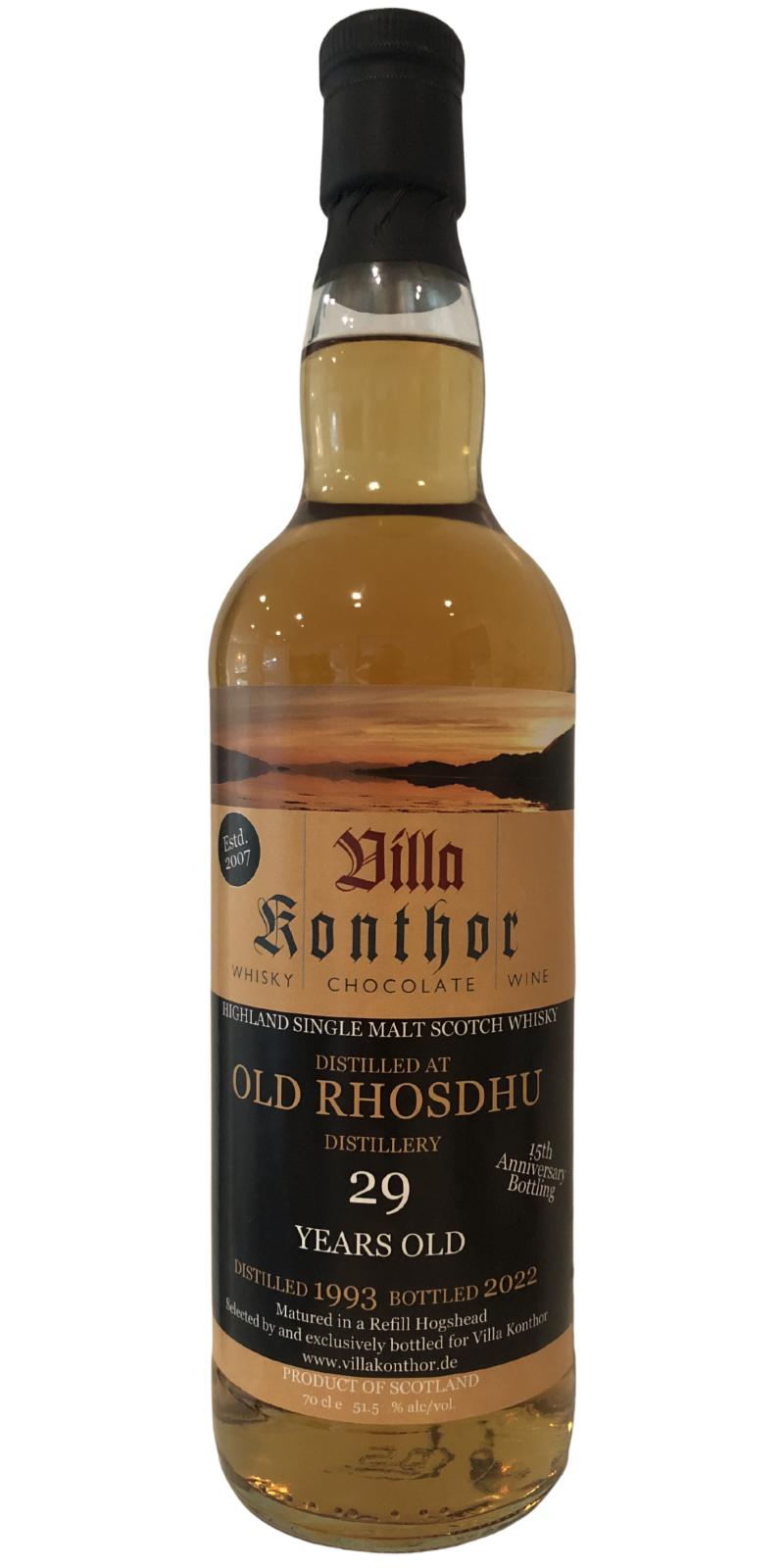 Old Rhosdhu 1993 (Villa Konthor) 15th Anniversary Bottling 29 Year Old Scotch Whisky | 700ML at CaskCartel.com