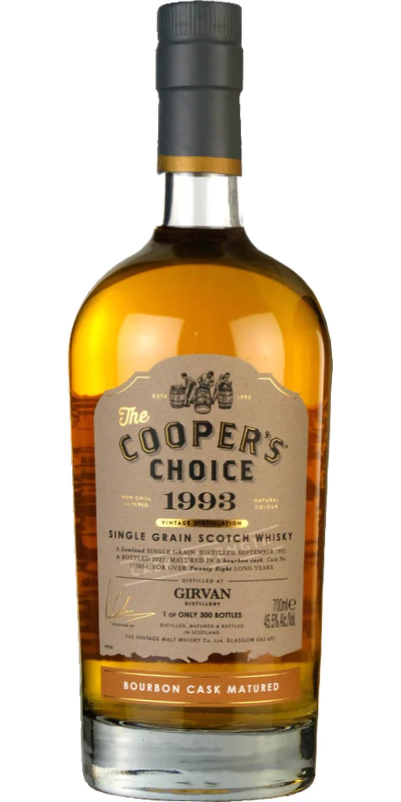 Girvan 1993 The Cooper's Choice Bourbon Cask Matured 28 Year Old Scotch Whisky | 700ML at CaskCartel.com