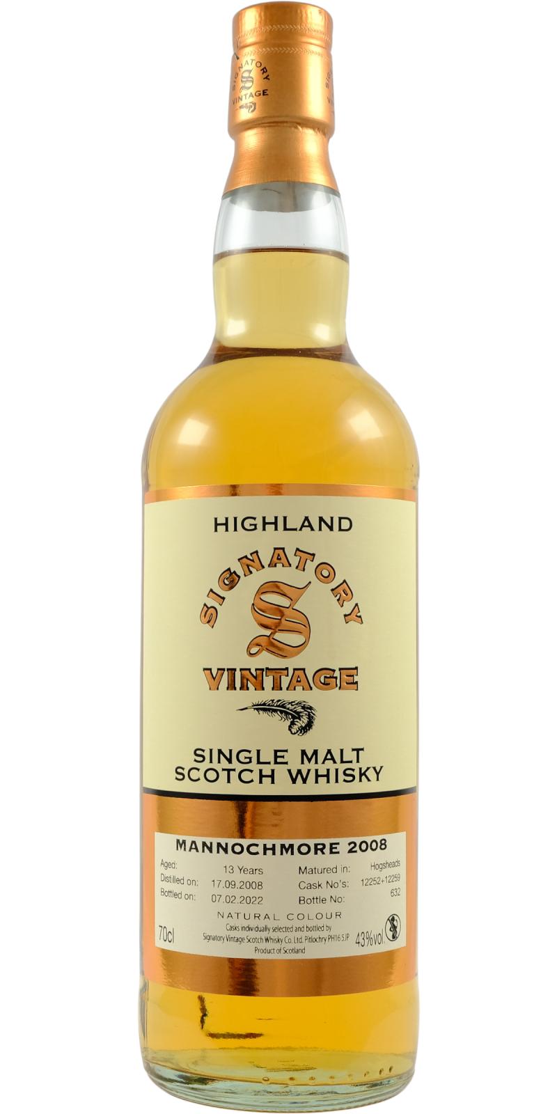 Mannochmore 13 Year Old (D.2008, B.2022) Signatory Vintage Scotch Whisky | 700ML at CaskCartel.com