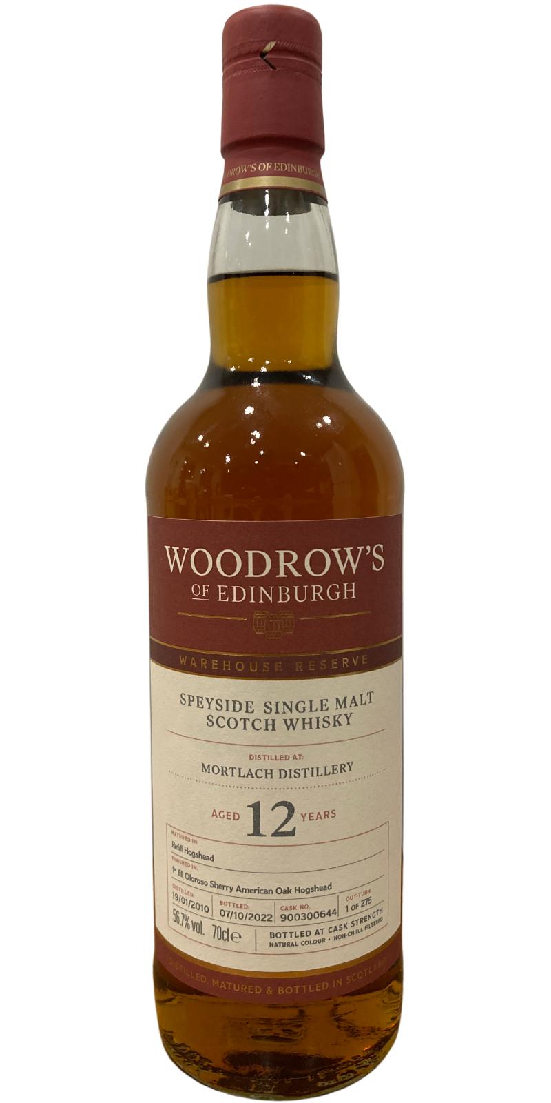 Mortlach 2010 Woodrow's of Edinburgh Warehouse Reserve (12 Year Old) Speside Single Malt Scotch Whisky at CaskCartel.com