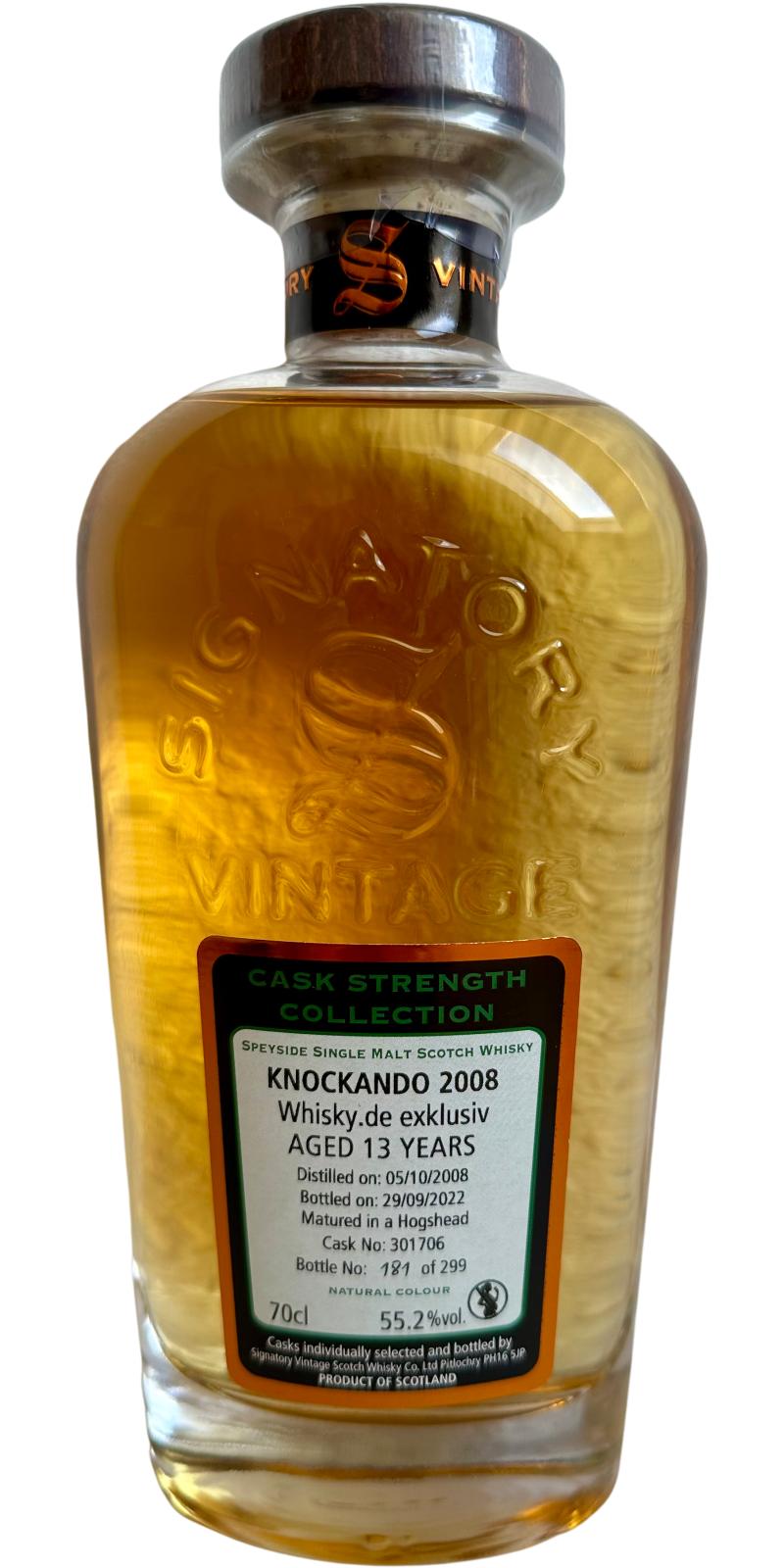 Knockando 2008 (Signatory Vintage) Cask Strength Collection (13 Year Old) Speside Single Malt Scotch Whisky at CaskCartel.com
