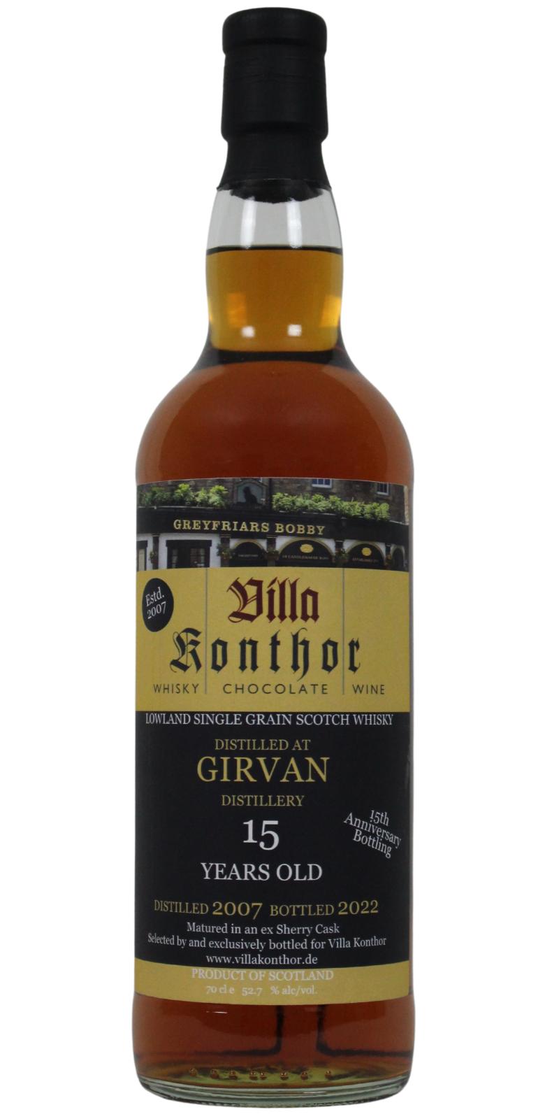 Girvan 2007 (Villa Konthor) 15th Anniversary Bottling (15 Year Old) Lowland Single Grain Scotch Whisky at CaskCartel.com