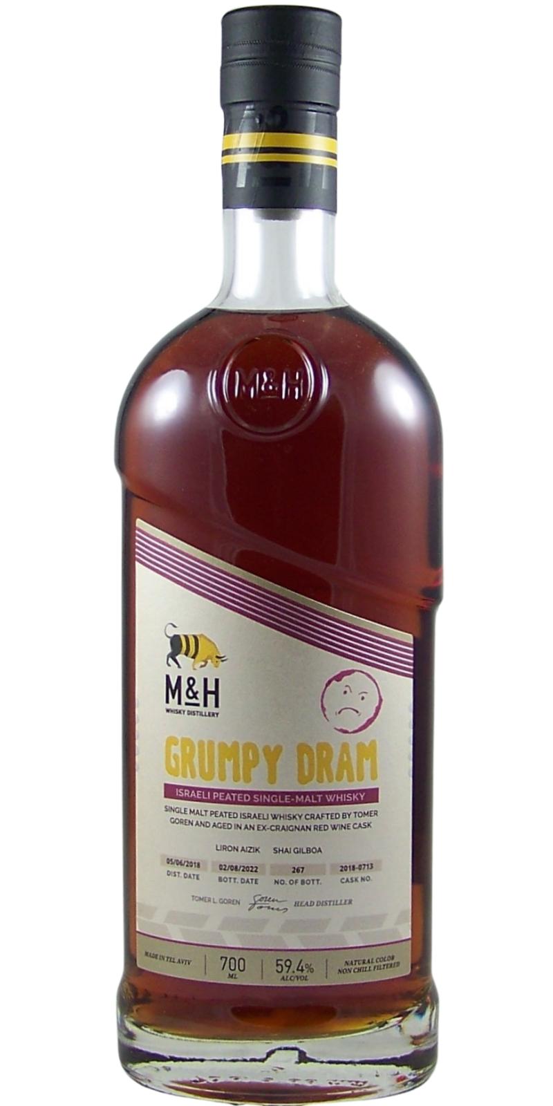 M&H 2018 Grumpy Dram (4 Year Old) Single Malt Peated Israeli Whisky at CaskCartel.com