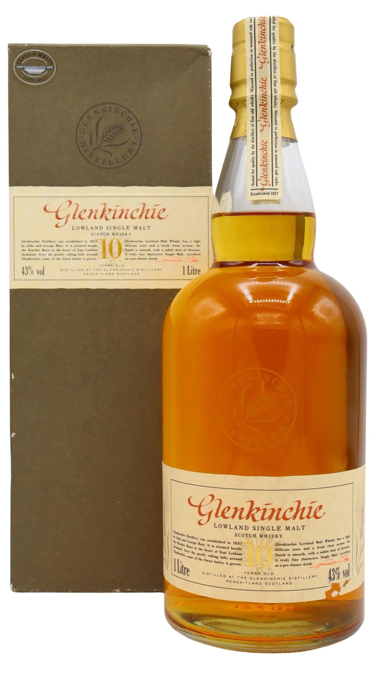 Glenkinchie Lowland Single Malt (1 Litre) (Old Bottling) Whisky | 1L at CaskCartel.com