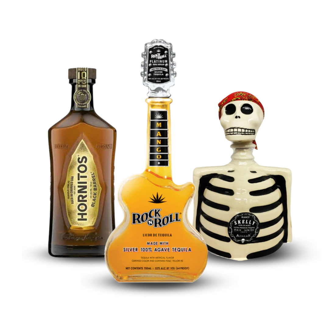 Father's Day Bundle 2023 | Sauza Hornitos Anejo Black Barrel Tequila + Rock N Roll Mango + Los Azulejos Skelly Blanco Tequila At CaskCartel.com