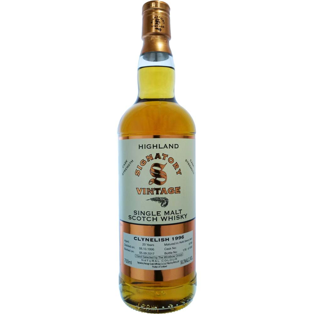 Signatory Clynelish 20 Year Old Refill Sherry Butt # 8789 Winebow Select 1996 Scotch Whisky at CaskCartel.com