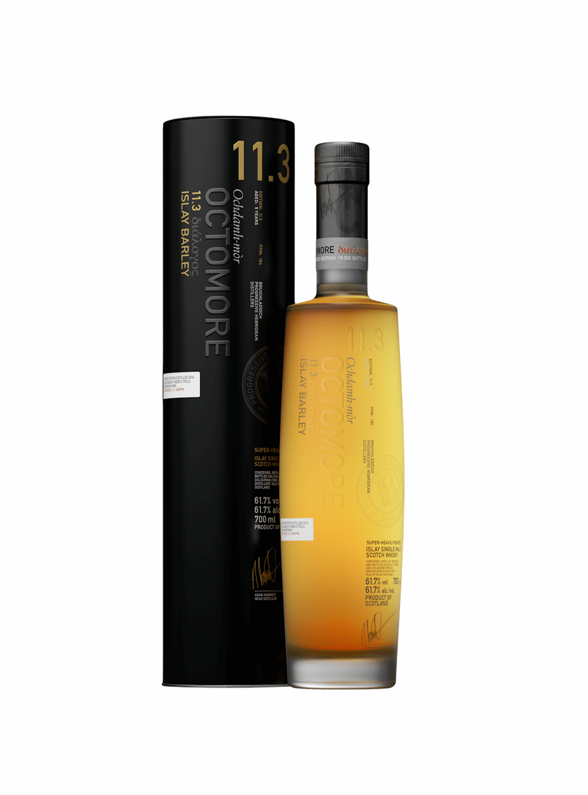 Octomore 11.3 Dialogos Whisky escocés de malta Islay de 5 años de edad, muy turbado