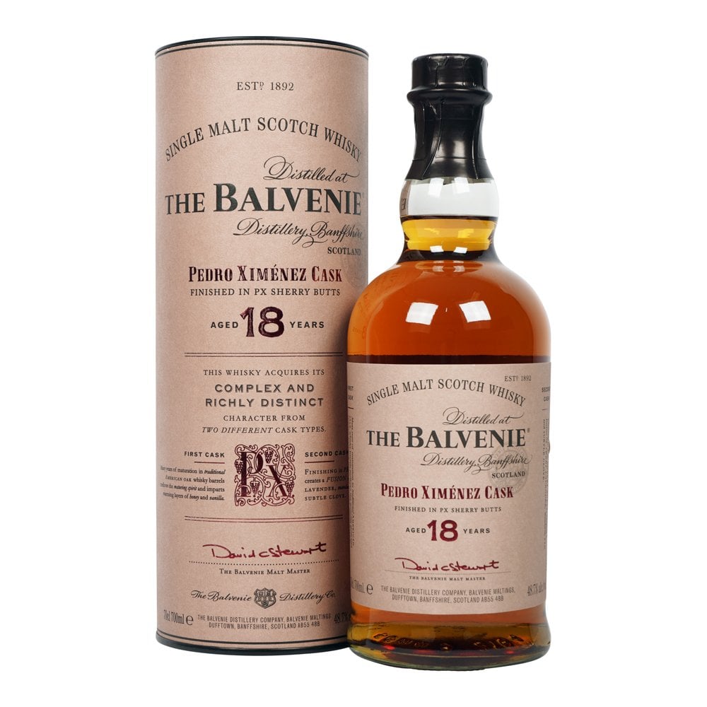 THE BALVENIE 18 Year Old Pedro Ximénez BUY] Balvenie 18 Year Old Pedro Ximénez Cask Finish Scotch | 700ML
