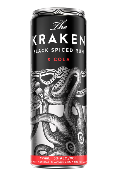 The Kraken Black Spiced Rum and Cola Cocktail | 4x355ML at CaskCartel.com