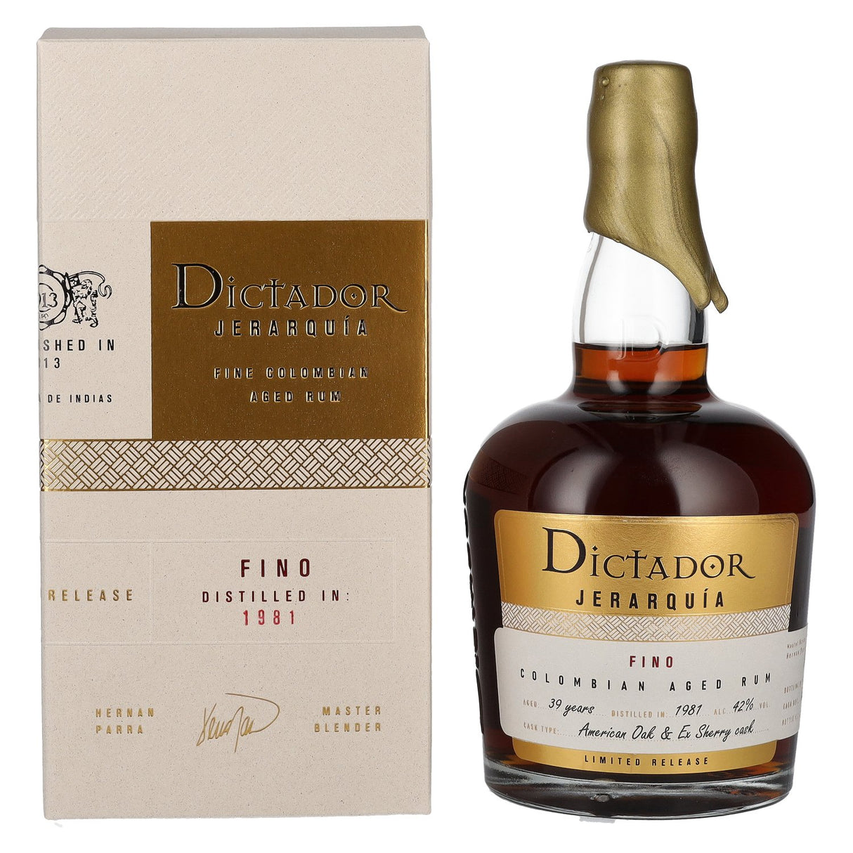 Dictador Jerarquia Fino 39 Year Old American Oak & Ex Sherry Cask 1981 Rum | 700ML at CaskCartel.com