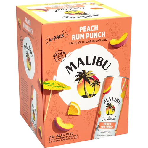 Malibu Peach Rum Punch Cocktail | 4x355ML at CaskCartel.com