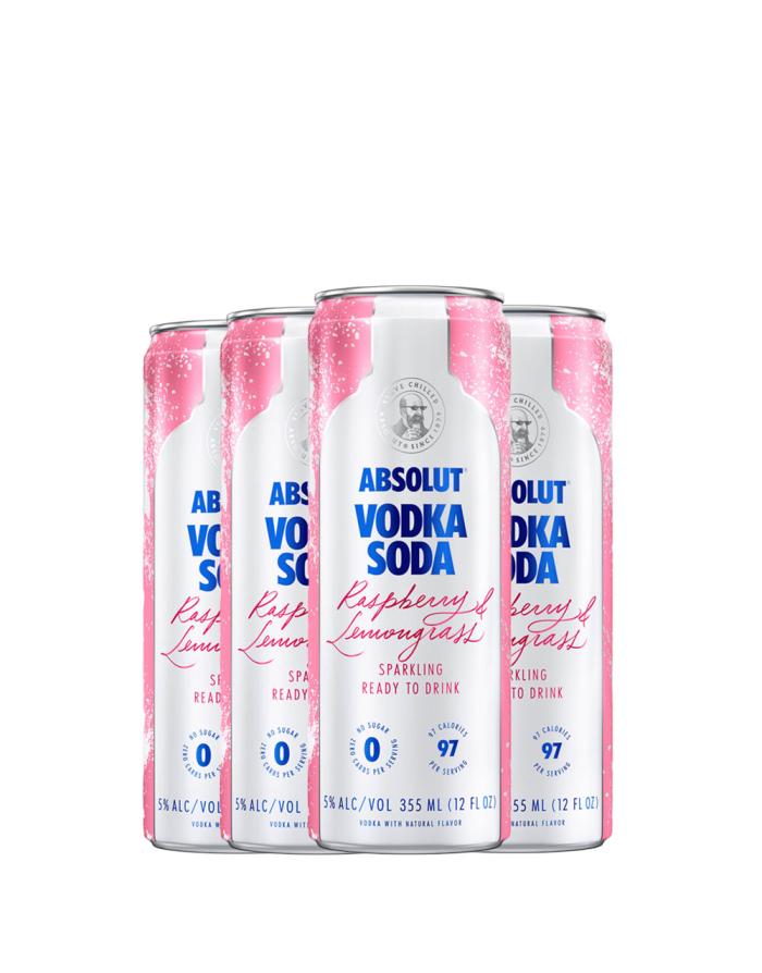 Absolut Vodka Soda Raspberry & Lemongrass Cocktail | 4*355ML at CaskCartel.com