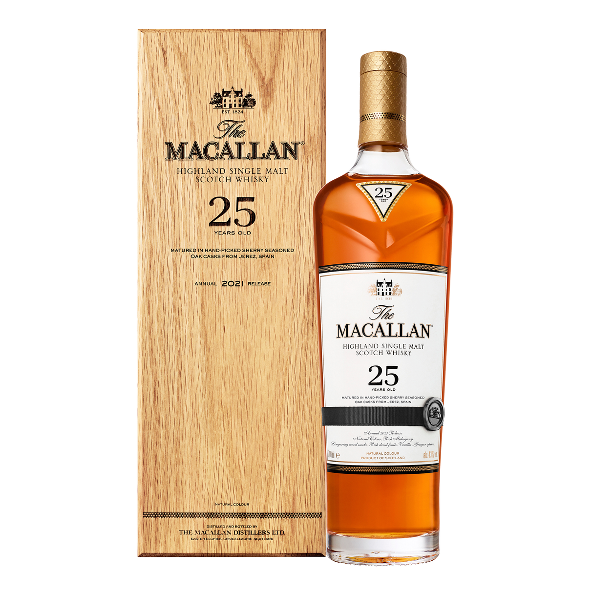Macallan 25 Year Old Matured in Sherry Oak (2021 Release) Scotch Whisky | 700ML at CaskCartel.com