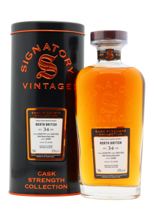 North British 34 Year Old · 1991 Vintage Signatory Vintage Cask Strength Collection Single Cask #262086 Single Grain Scotch Whisky | 700ML at CaskCartel.com