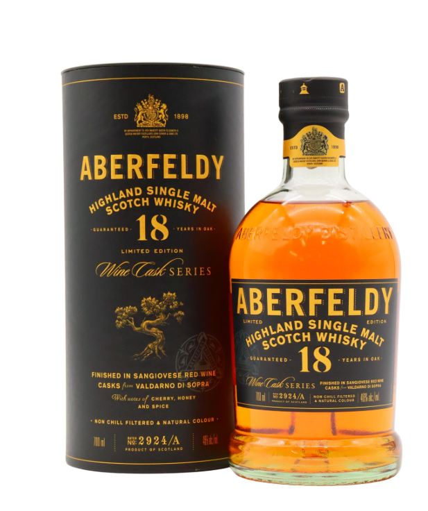 Aberfeldy Sangiovese Wine Cask Matured 18 Year Old Single Malt Scotch Whisky | 700ML at CaskCartel.com