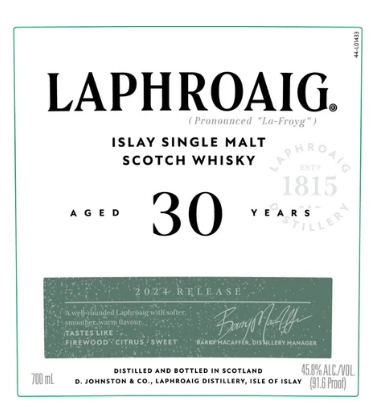 2024 Laphroaig 30 Year Old Islay Single Malt Scotch Whiskey at CaskCartel.com