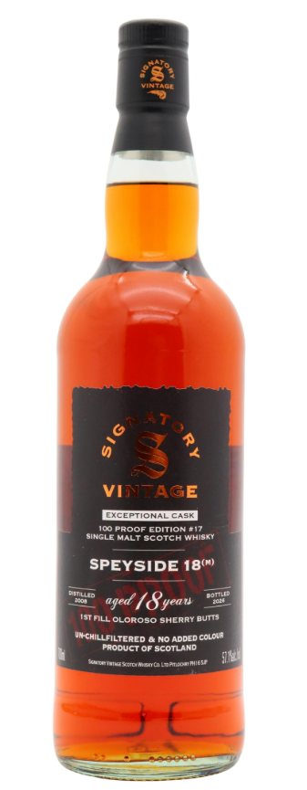 Undisclosed Speyside 18 Year Old · 2008 Vintage (M) Signatory Vintage 100 Proof Exceptional Cask Batch #17 Single Malt Scotch Whisky | 700ML at CaskCartel.com