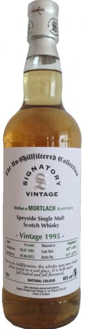 Mortlach 1995 Signatory Vintage 16 Year Old Single Malt Scotch Whisky at CaskCartel.com